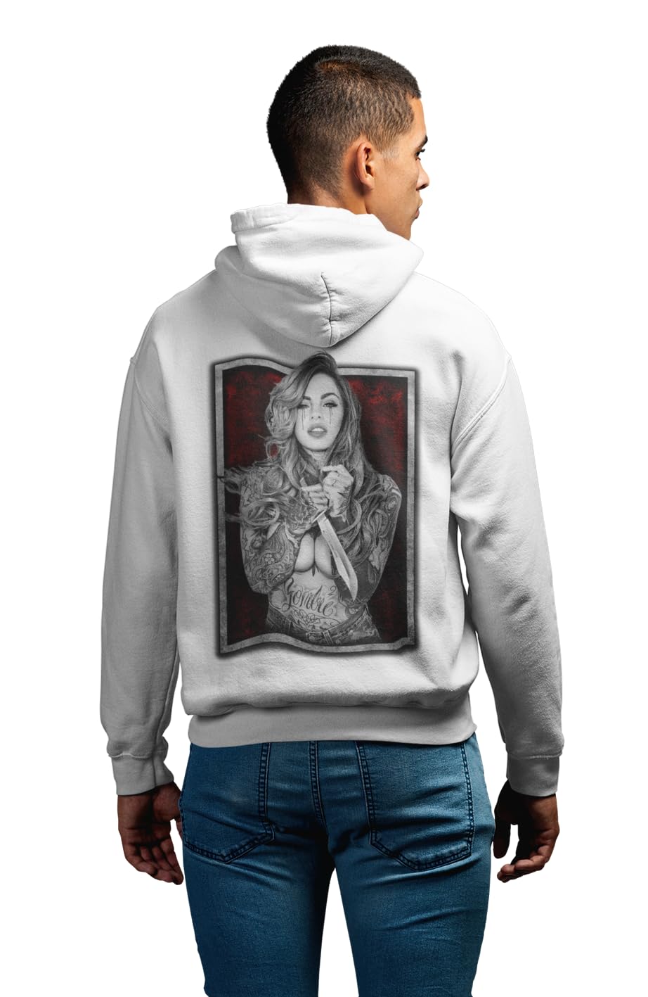 knut Fashion & Streetwear Kapuzenpullover Herren Backprint Tattoo Girl Realistic Motiv Männetr Hoodie mit Kapuze Outfit Rockiger Langarm Pullover Clothes Größen XS-5XL