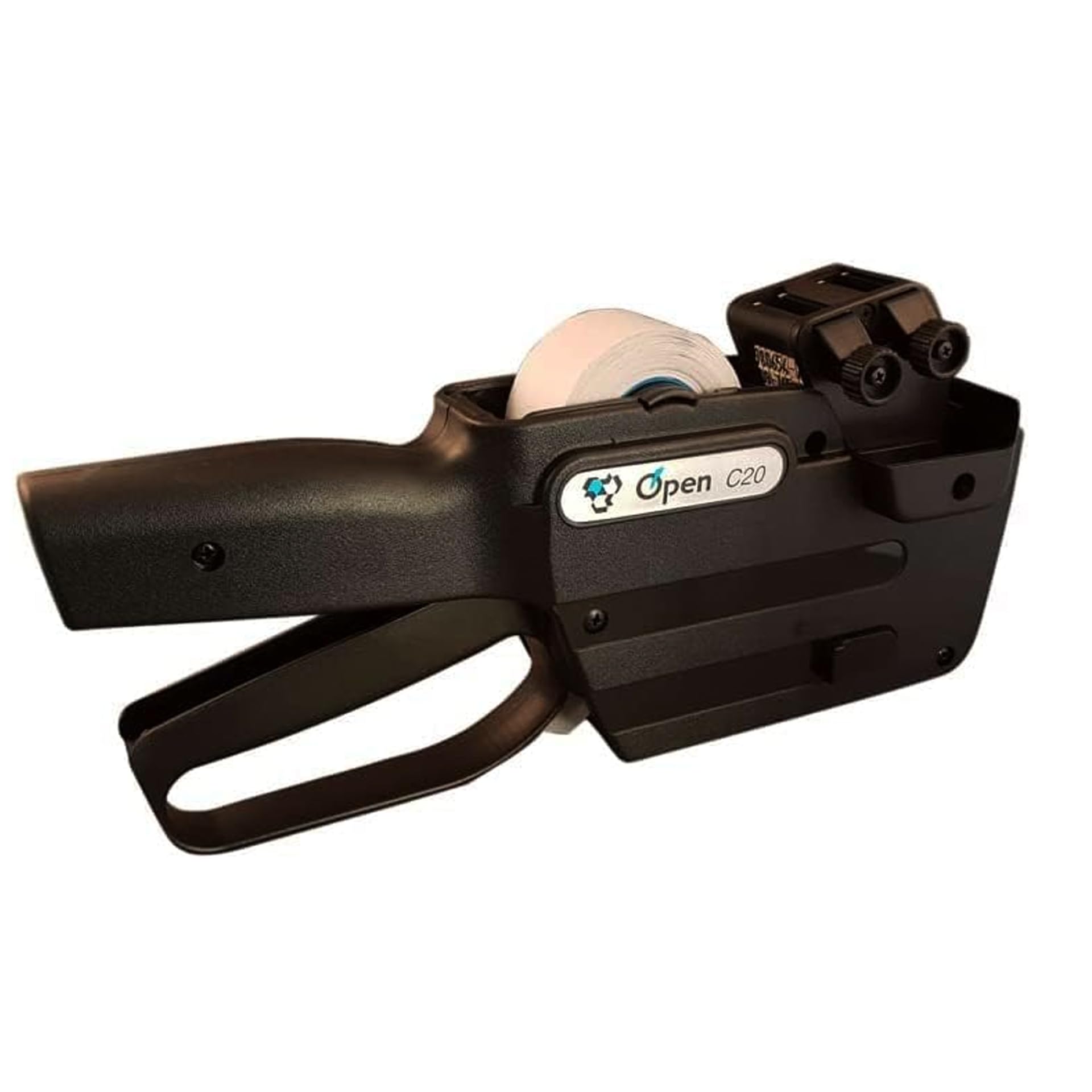 BALSAT | Etiquetadora Manual Open C20-​A | 2 Líneas Alfanumérica | 10 Letras + Números | 26x16 mm | Incluye Rodillo de Tinta Reemplazable | Tinta sólida| Fácil y Portátil | para Etiquetas Adhesivas