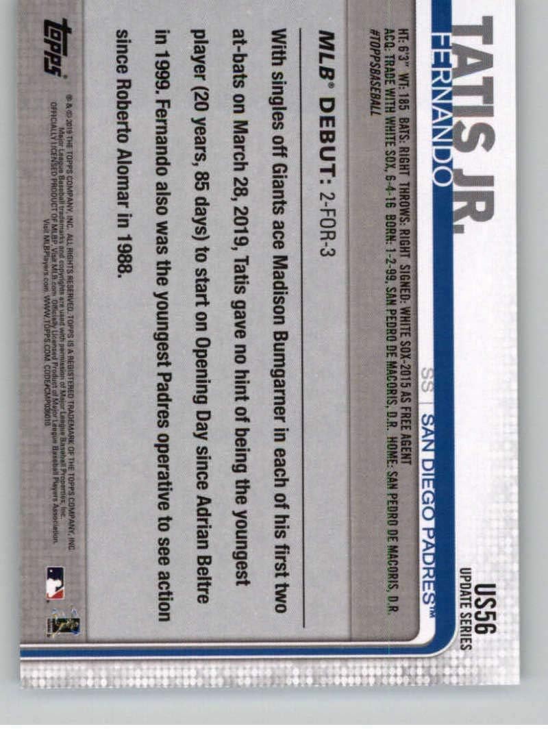 2019 Topps Update #US56 Fernando Tatis Jr. San Diego Padres MLB Baseball Card NM-MT