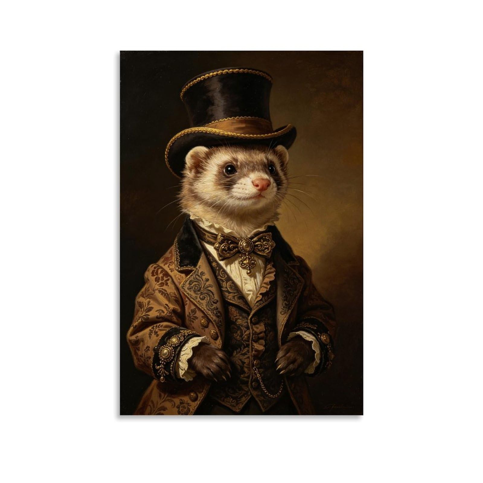 LDFUIEKSUFG Victorian Gentleman Ferret Poster Wall Art Aesthetic Cover Poster Design Painting for Living Room Bed Room 12x18inch(30x45cm) Unframe-style