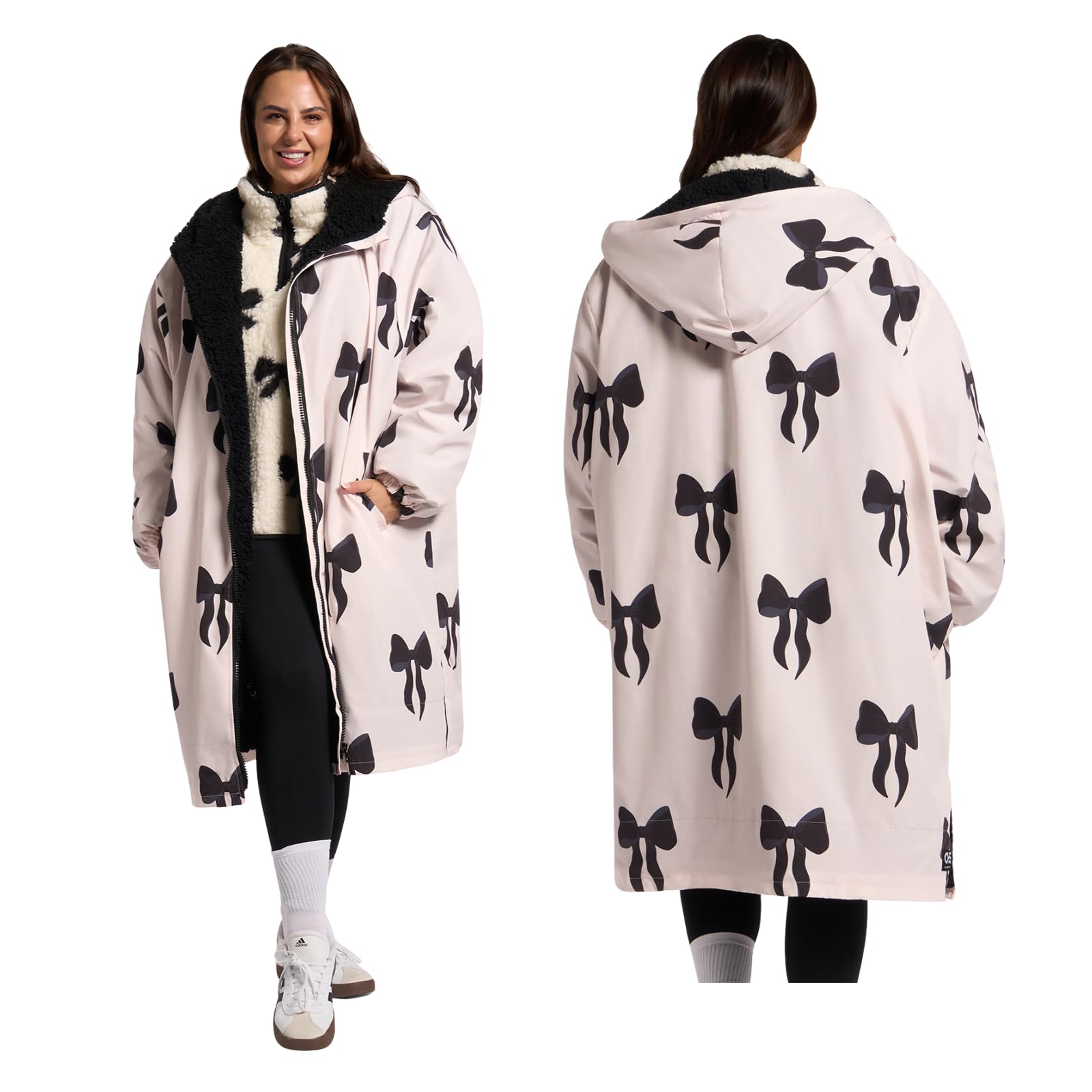 OHS - Drying Robe Hoodie Coat - Water Resistant - Sherpa Lined - L/XL - White
