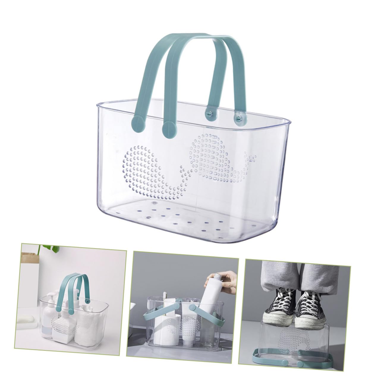 Cesta de Ducha de Plástico Transparente con Asa y Gran Capacidad | Organizador Portátil para Baño y Dormitorio, Apta para Gel y Juguetes, Uso Doméstico Reutilizable
