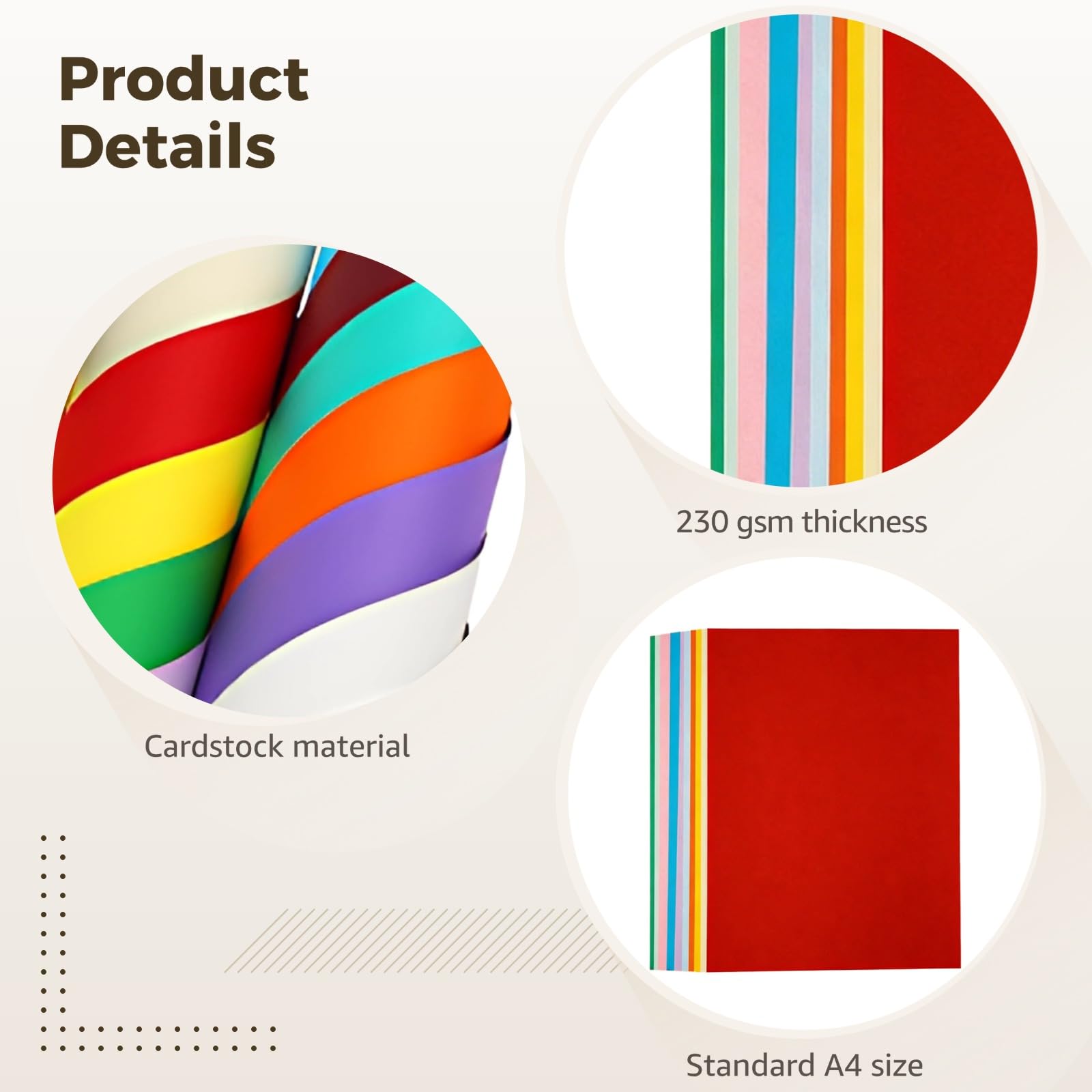 100 Blatt farbiger Karton A4, 230 g/m², 10 sortierte Farben, beidseitig glattes Papier für Druck, DIY Basteln, Kunstprojekte und Scrapbooking