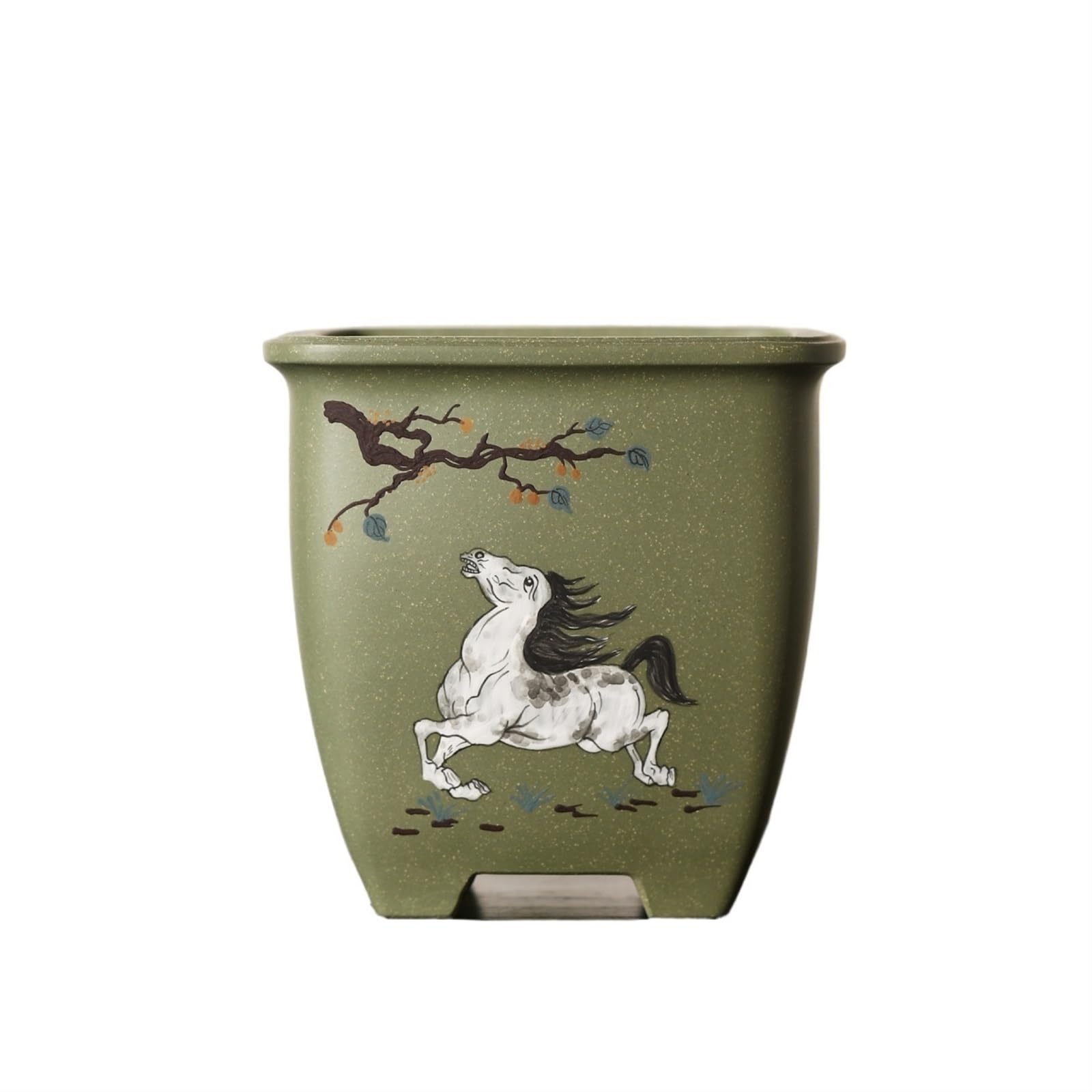 asdchZen Small Succulent Pots With Drainage Purple Sand Bonsai Pot Household Decorative Flower Pot Indoor Plant Drainage Pot Square Flower Pot Ceramic Succulent Pots,A