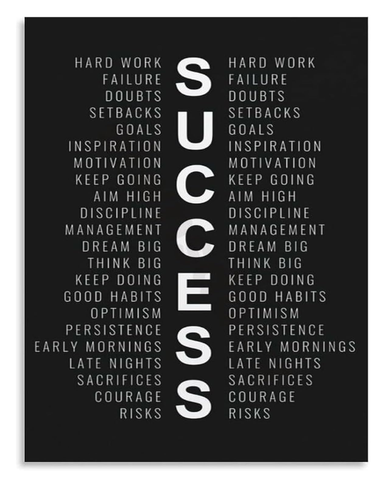 FNYUVNFAF Home Office Inspiration Canvas Wall-Art Success and Motivation Quote Poster Definition Print for Study Room Workspace Decor Framed,12x18inch(30x45cm)
