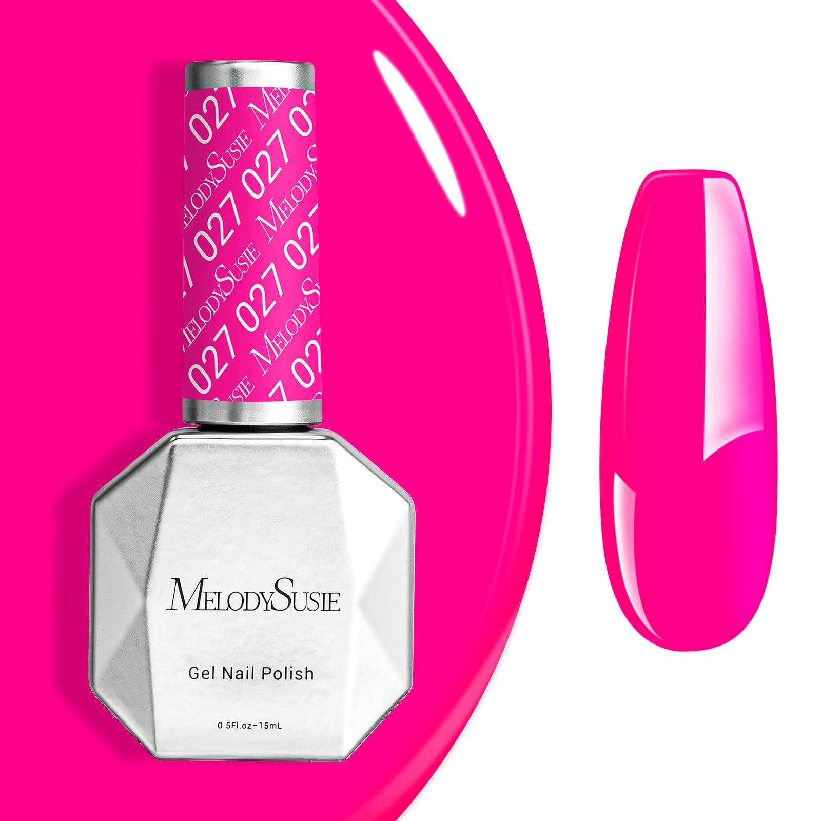 MelodySusie Neon Pink Gel Nail Polish,0.5fl oz Bright Pink Nails Soak Off UV LED Hot Pink Gel Polish Gift for Women Nail Art Manicure Salon DIY Nail