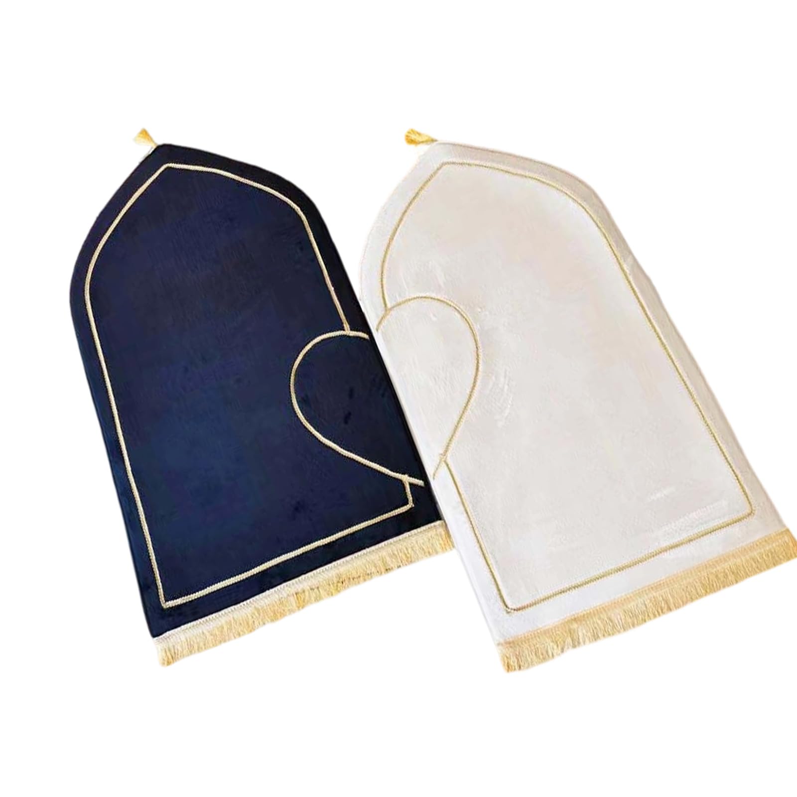 Lot de 2 tapis de prière musulmanes en flanelle épaisse avec motif demi-cœur pour couple
