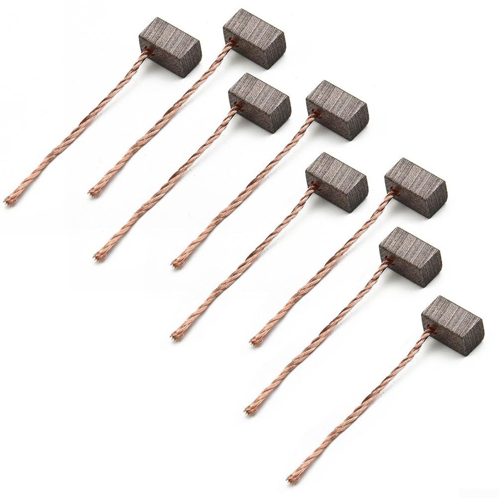 8 spazzole in carbonio 6 x 6 x 10 mm per motori di ventilazione, motore della ventola, motore del tergicristallo e motori per utensili elettrici - carbonio e metallo