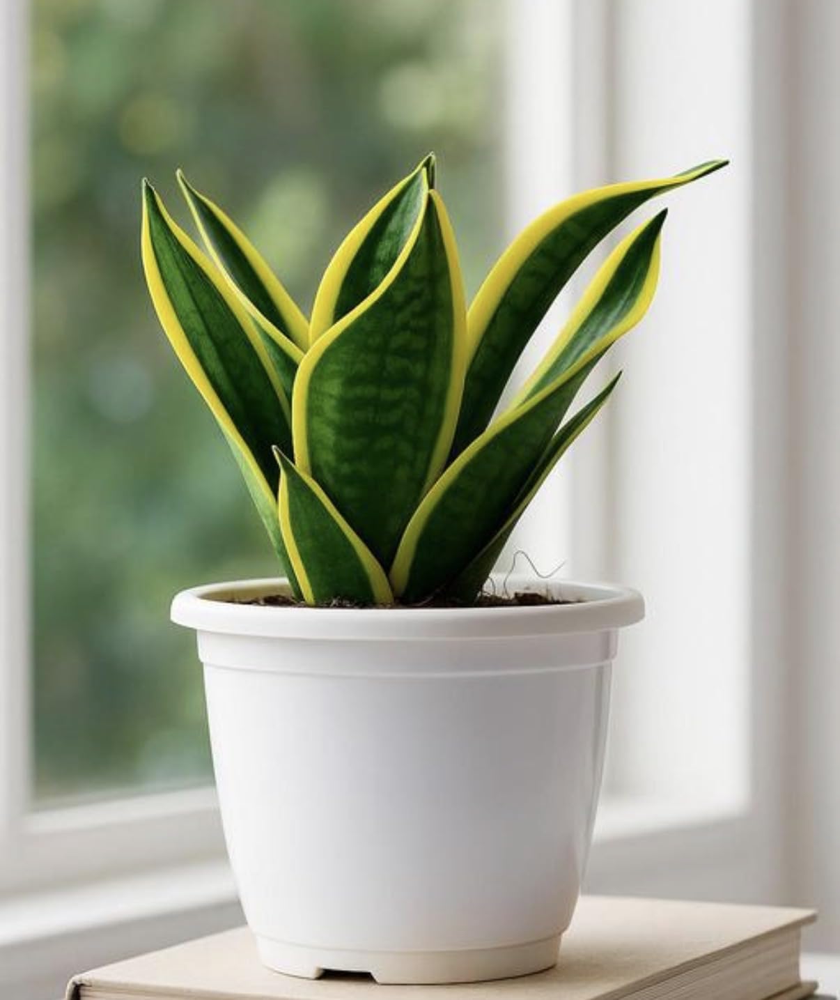 Live Indoor Snake Plant Green (Sansevieria) - Air Purifying Lucky Vastu Plant with Pot - Home & Office Decor Gift (Snake White Basic)-image-6