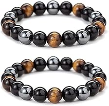 2 Pcs Black Tourmaline Obsidian Bracelet Triple Protection Tourmaline Stone Natural Stone Bracelet for Friends Women Husband Dad 10mm Tourmaline Gemstone Tourmaline, Gemstone, Tourmaline