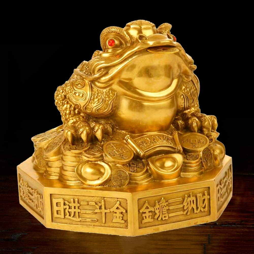 Amazon.co.jp: 中国の風水ゴシップお金のカエルの像、大きな真鍮の三本