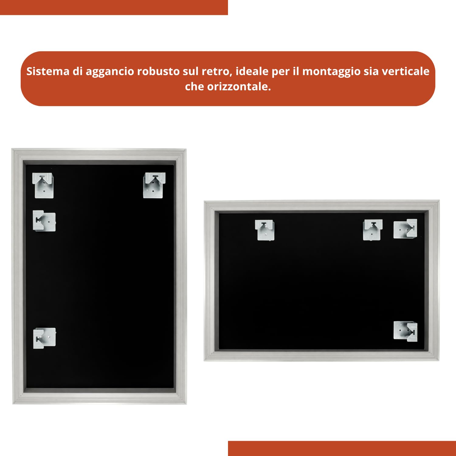 eacommerce Specchio Bagno LED con Lampada Integrata, Doppio Telaio in PVC e Alluminio, Installazione Verticale e Orizzontale, Luce Naturale a Risparmio Energetico, Design Moderno (50x70 cm)