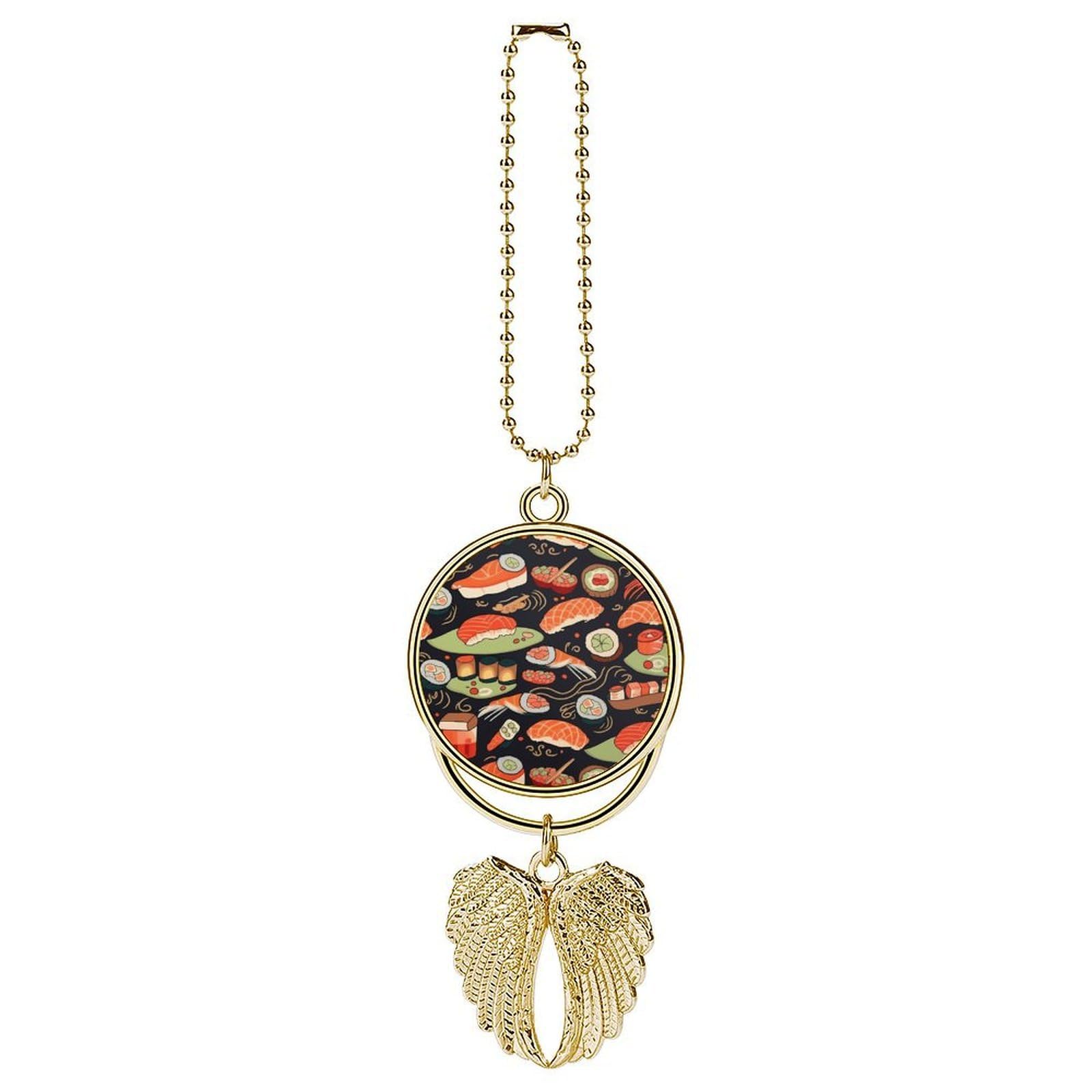 Japanese Sushi Shrimp Car Charm Alloy Car Rear View Mirrors Hanging Ornaments Stylish Car Pendant Funny Auto Hanging Accessories Car Hanging Ornaments Gift for Women Men