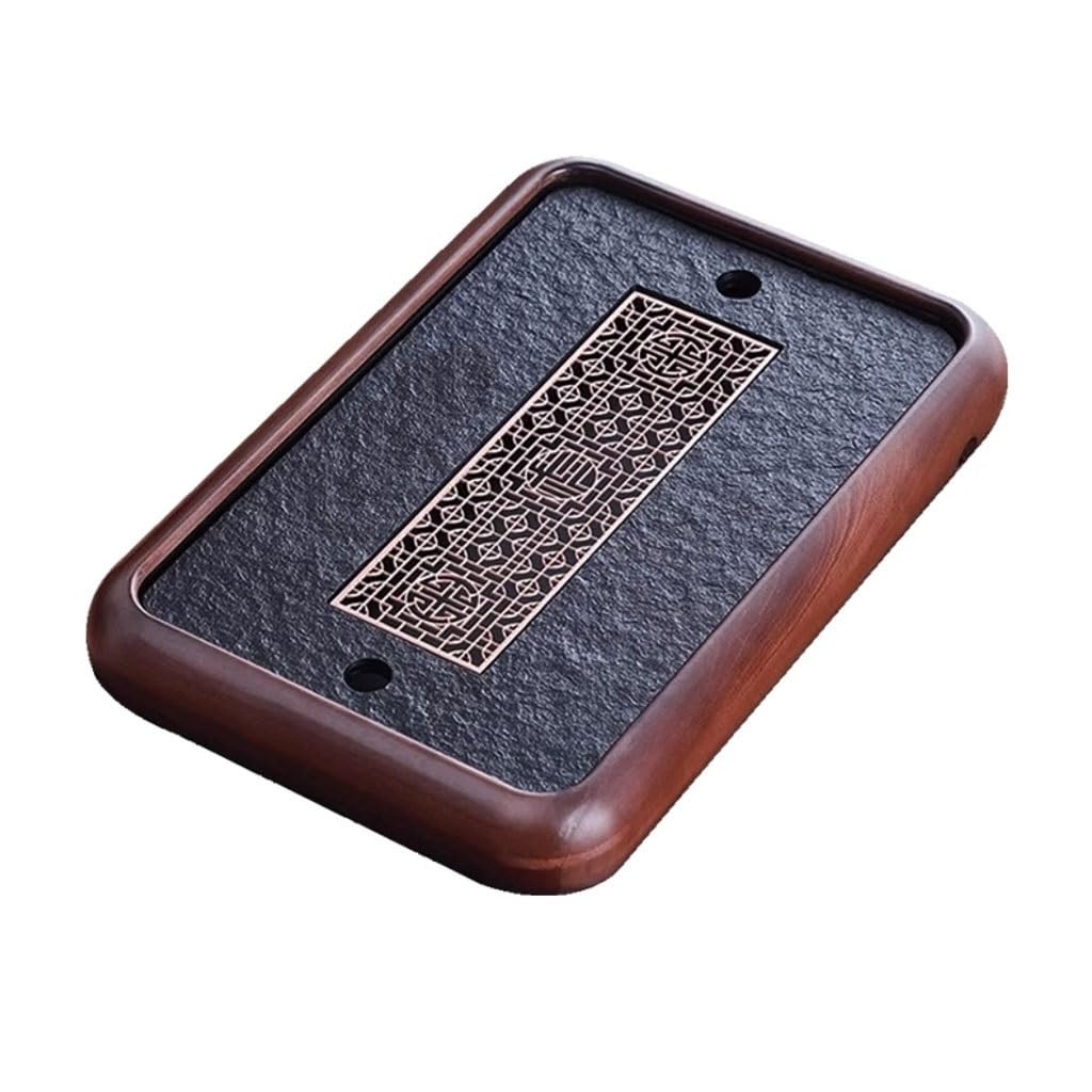 GTHTUHFD Tea Trays For Serving Home Wujinshi Imitation Solid Wood Tea Tray Office With Drainage Water Storage Kung Fu Tea Set Tea Tray Gongfu Tea Tray