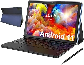 Tablet 10 Inch Android 10 5G WiFi, 2 in 1 Tablets with 1.6GHz Quad-Core Processor, 4GB RAM 64GB ROM, 10.1'' 1280x800 IPS HD Display, 8MP Camera, Bluetooth Keyboard Tablet PC