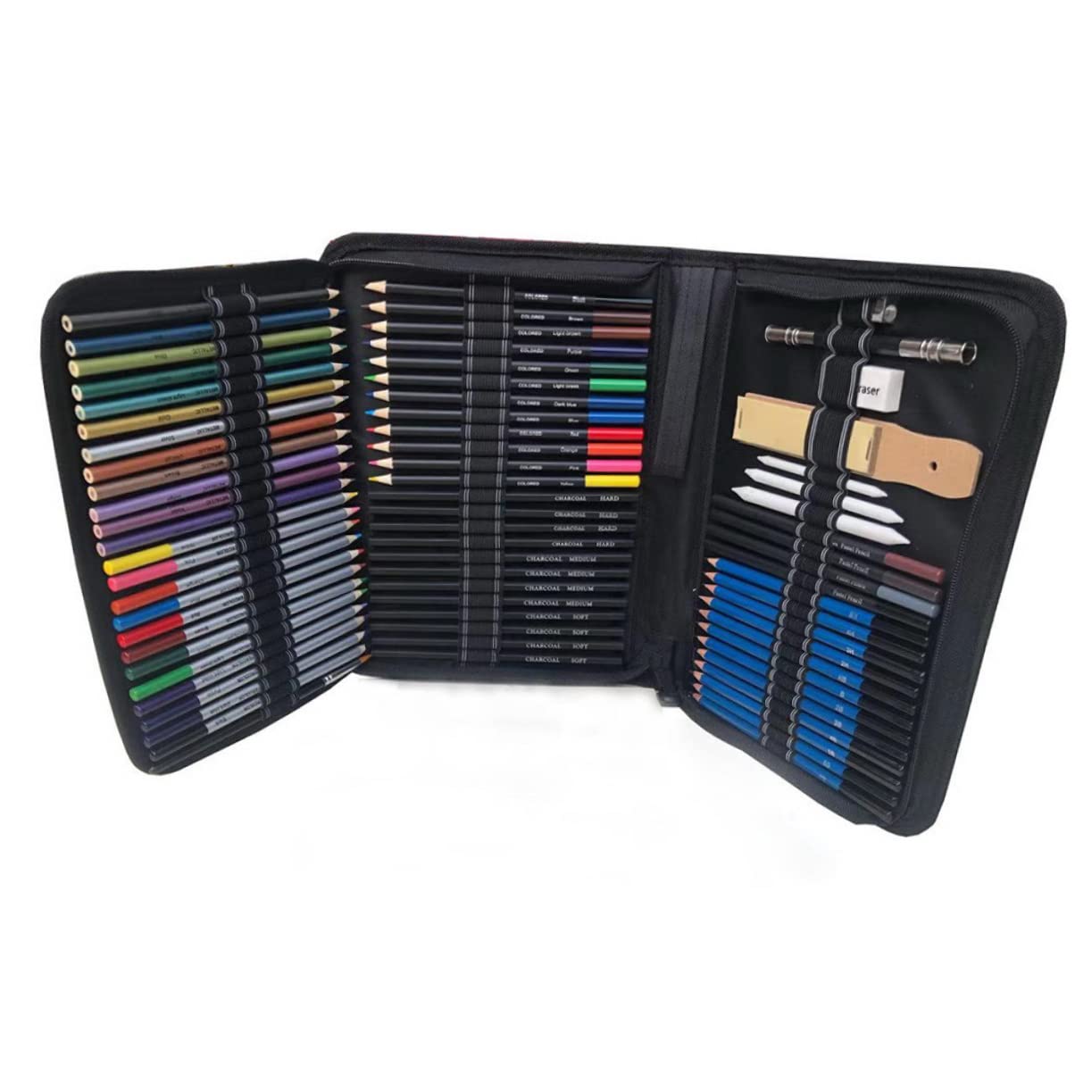 TEHAUX 72pièces Set De Crayons à Dessin Professionnels Crayons De Couleur Et Graphite Pour Artistes Pour Peinture Croquis Et Doodling