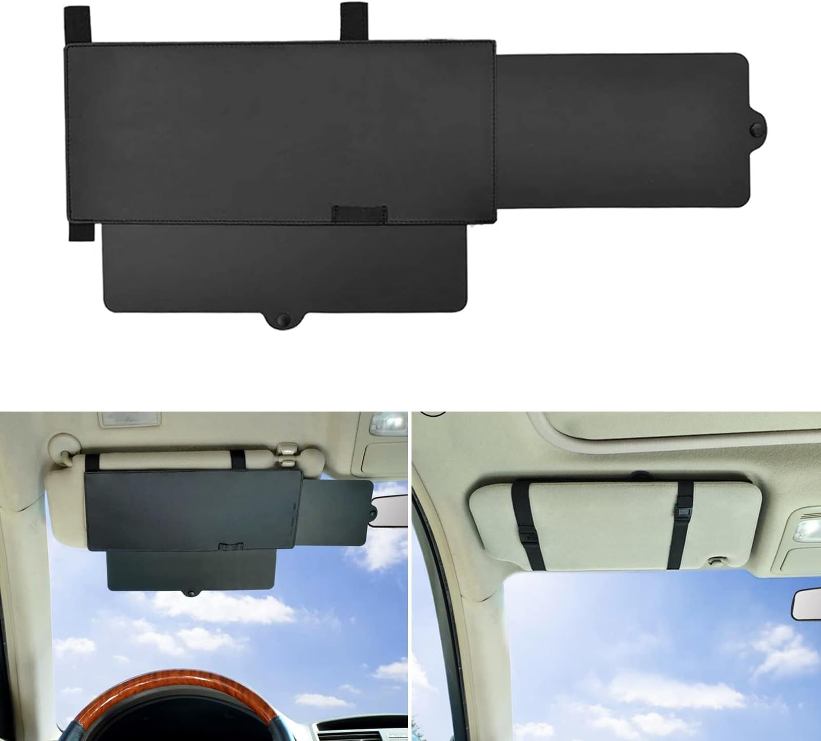 gunhunt 1 PC Car Visor Extender, PC Retractable Automotive Sunshade AntiGlare Visor
