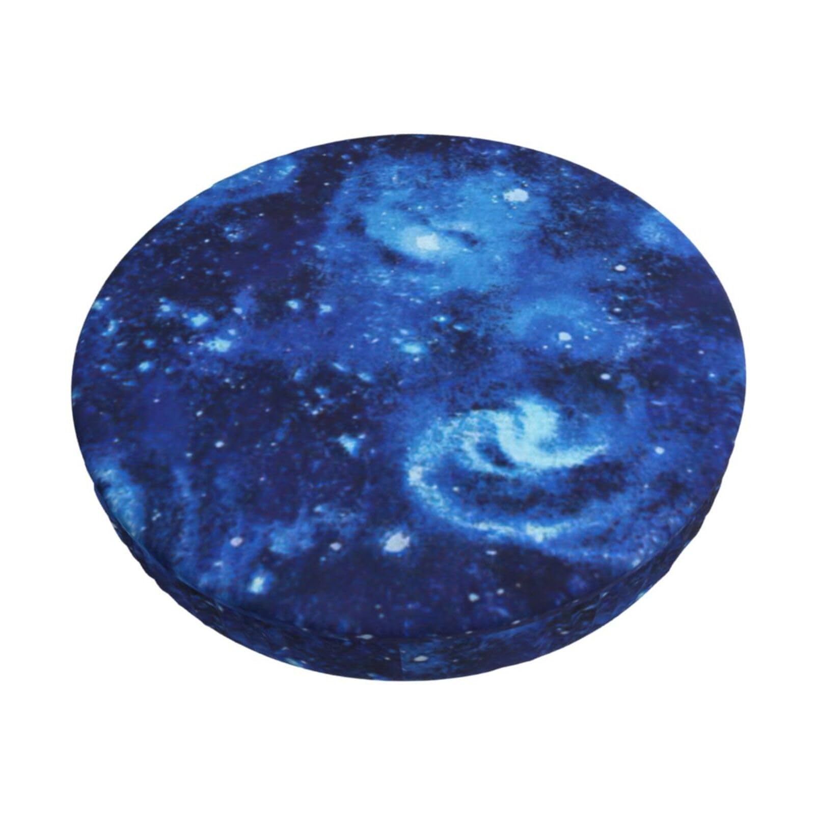 ACVnbm Blue Universe Space Galaxy Print Round Bar Chair Cushion Cover, Elastic Chair Protector For Kitchen Bar Dining