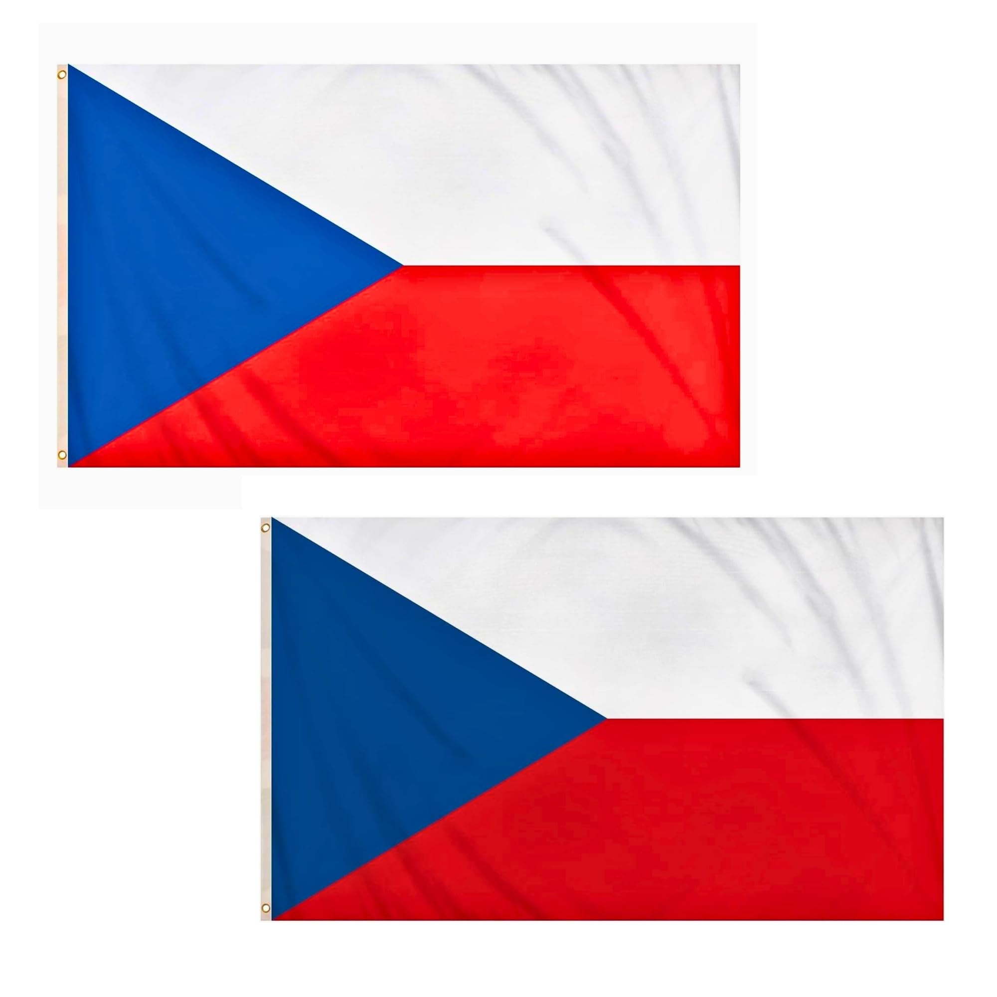 2 Pcs Czech Republic Flag 5ft x 3ft with Brass Eyelets – Polyester Flag Banner for Eurovision Parties, Football Matches, Home & Garden Display — image 1