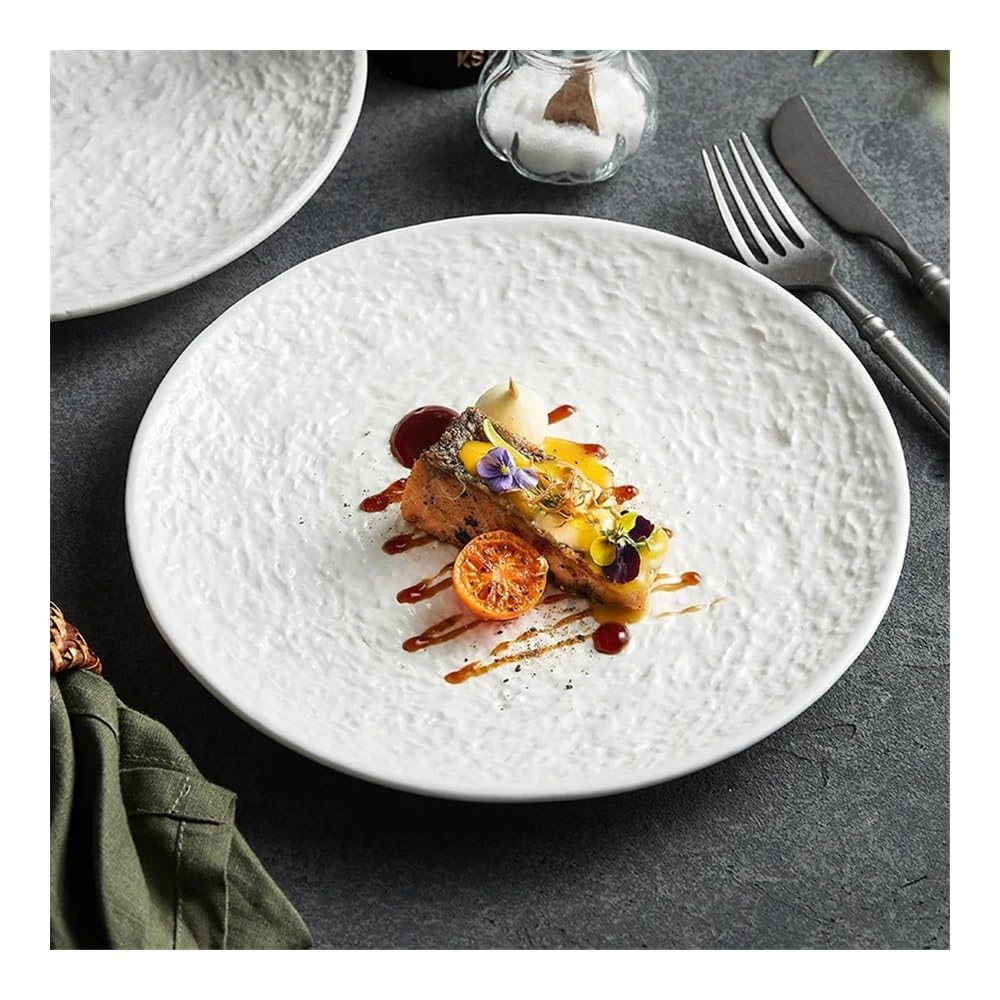 Talerze, Elevate Your Dining Experience with this French White Ceramic Dish - Perfect for Steak Lovers! Talerze Ceramiczne(8-inch)