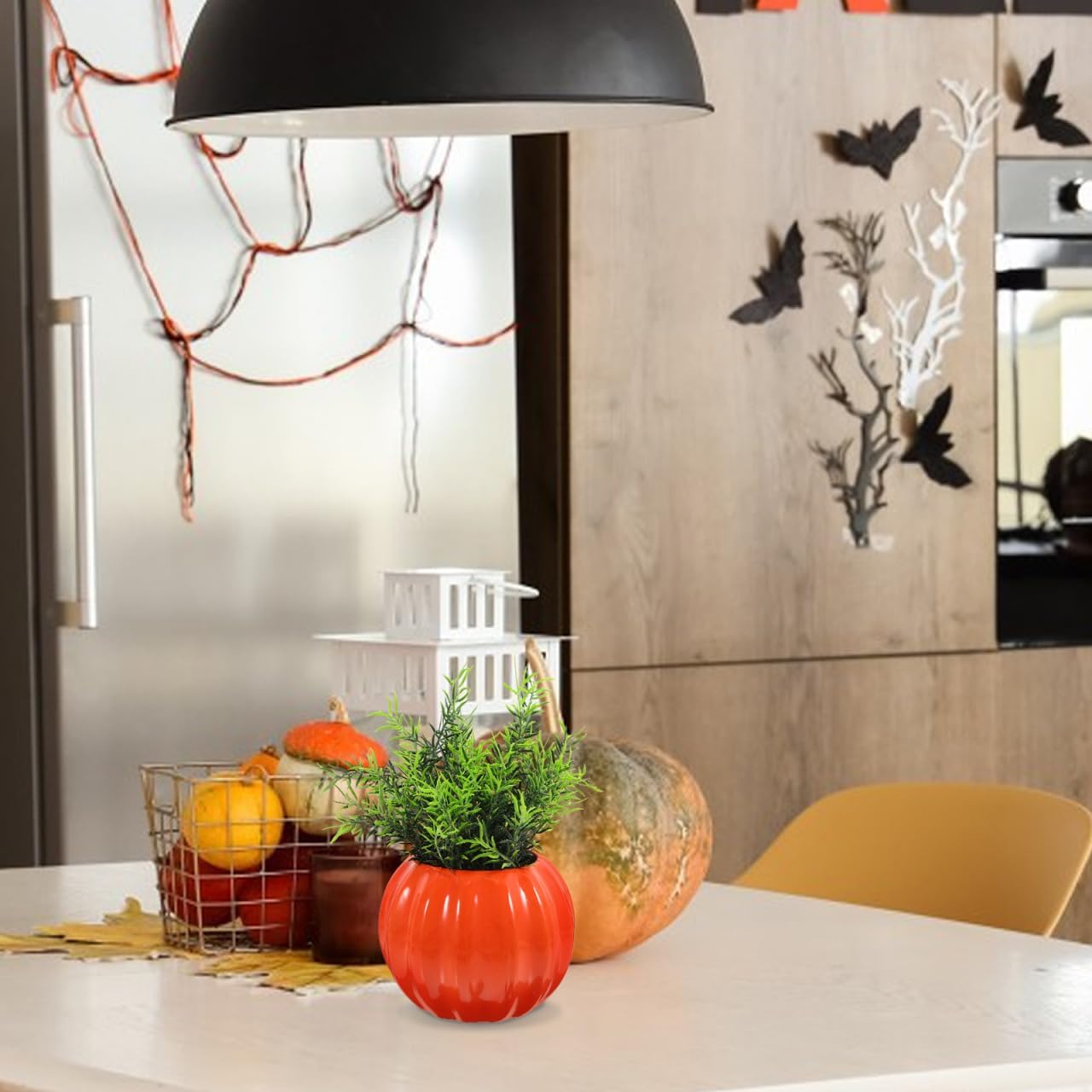 Yardwe Pumpkin Vase - Ceramic Pumpkin Shaped Flower Pot for Home Decor Thanksgiving and Halloween, Orange