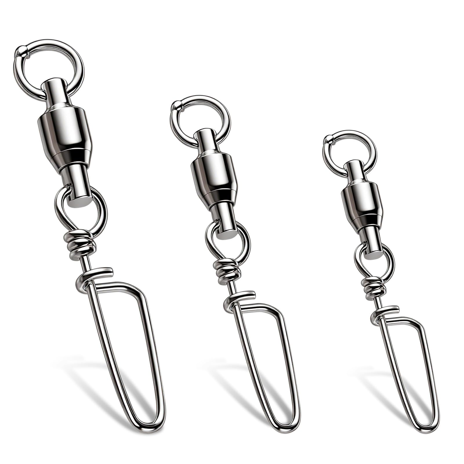 VEPEPE 30 Pcs 0# Fishing Snap Swivels, Ball Bearing Swivels with Coastlock & Strong Welded Ring, 30lb Quick Change Lure Connector Clips, Suitable for Sea Freshwater Fishing (0#_30pcs)