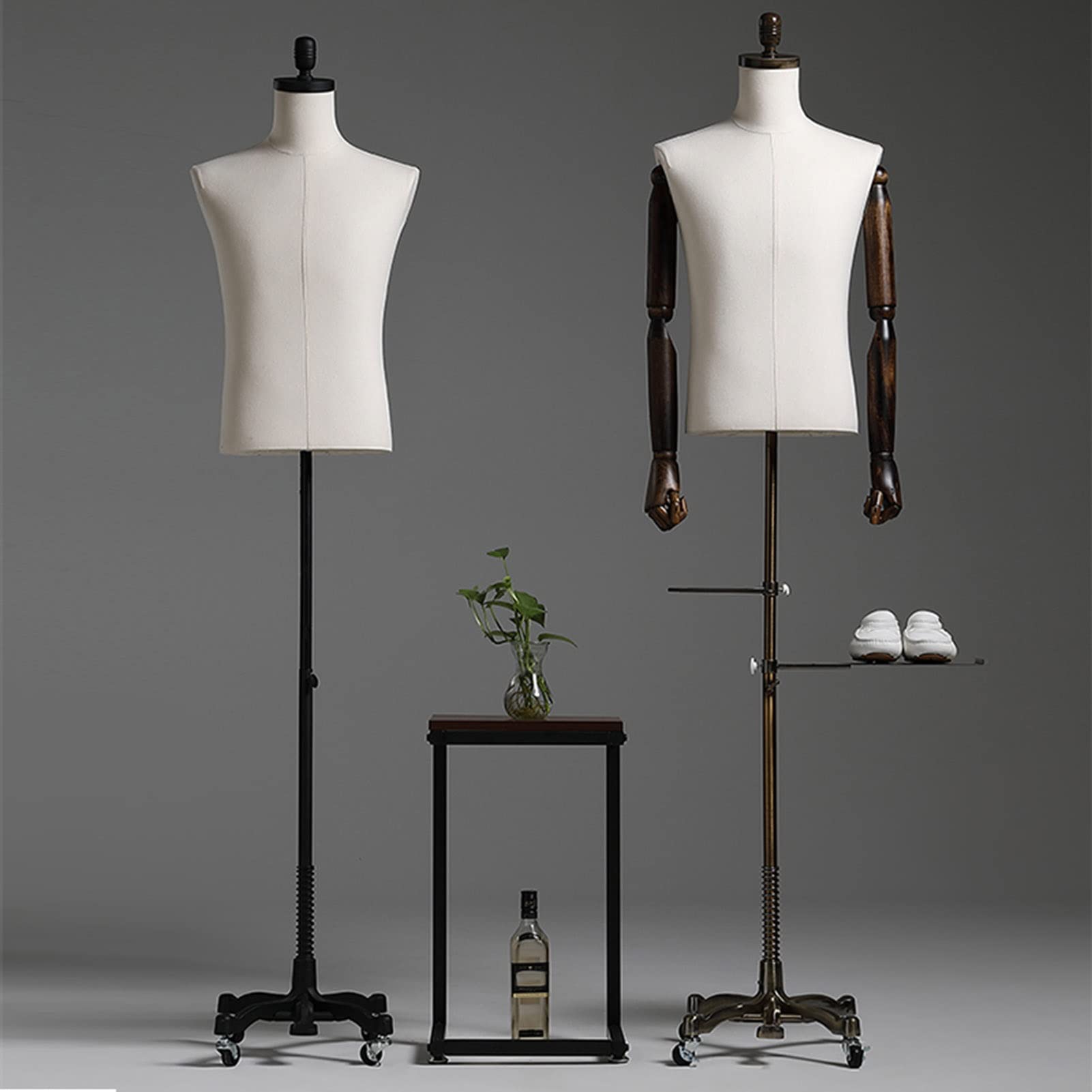 Maniquí Cuerpo Torso Masculino, Ventana Ropa Exhibición Busto Media Escala Sastres Maniquíes Cuerpo con Rueda Universal de Metal para Tienda Minorista Estudio de Fotografía, 4 Colo