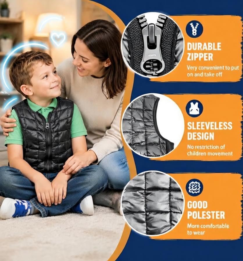 Image of Weighted Vest for Kids,Sensory Calming Support for Children with 2lb, 3lb, 4lb Weights(Ages 2-13) ,Breathable & Washable for Active Play(Grey)
