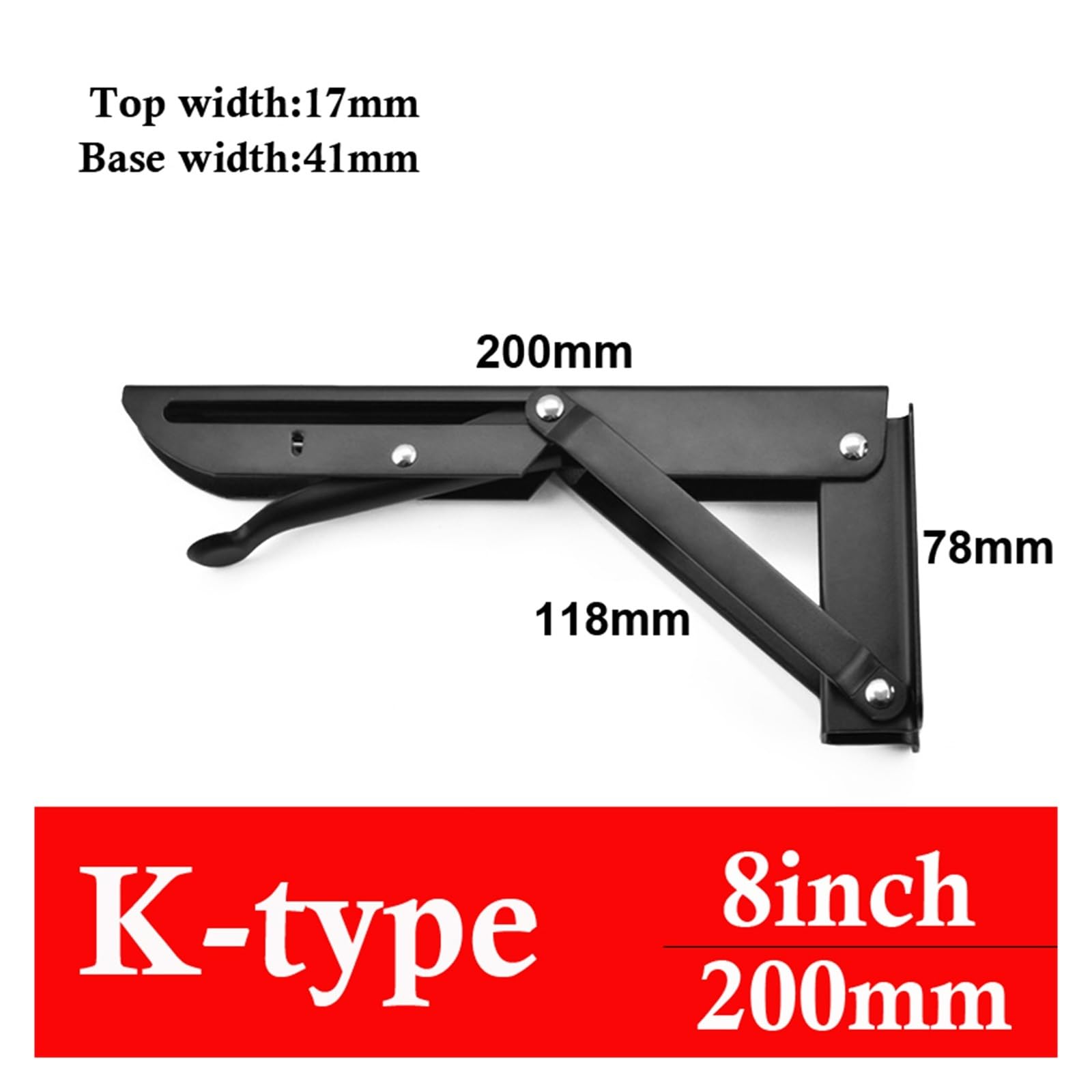 klappbare Regalhalterung, 2 Stück 8-20 Zoll schwarze Halterung, verstellbar, wandmontiert(K 18x2)