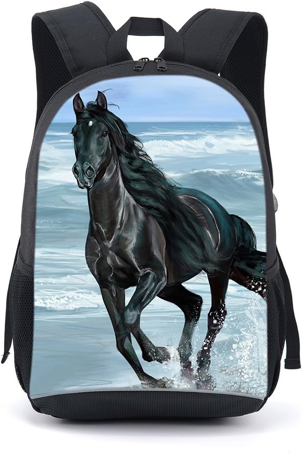 CAIWEI school backpack for boys, 17 Inch Horse School Bag Rucksack Backpack