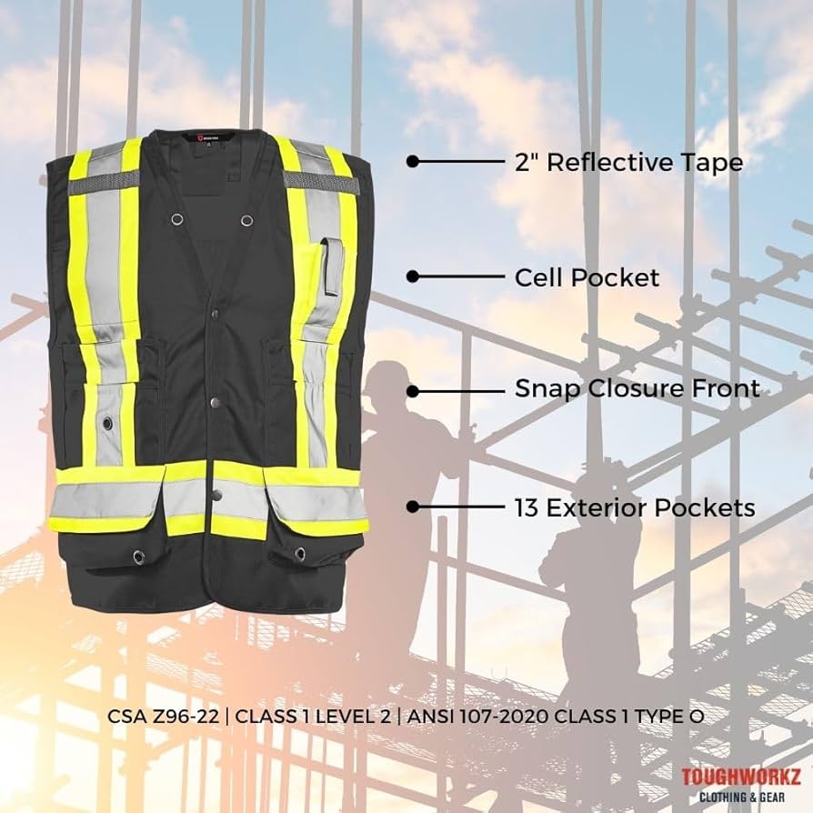 Ground Force Mens Hi-Vis Surveyor Safety Vest (M) : Amazon