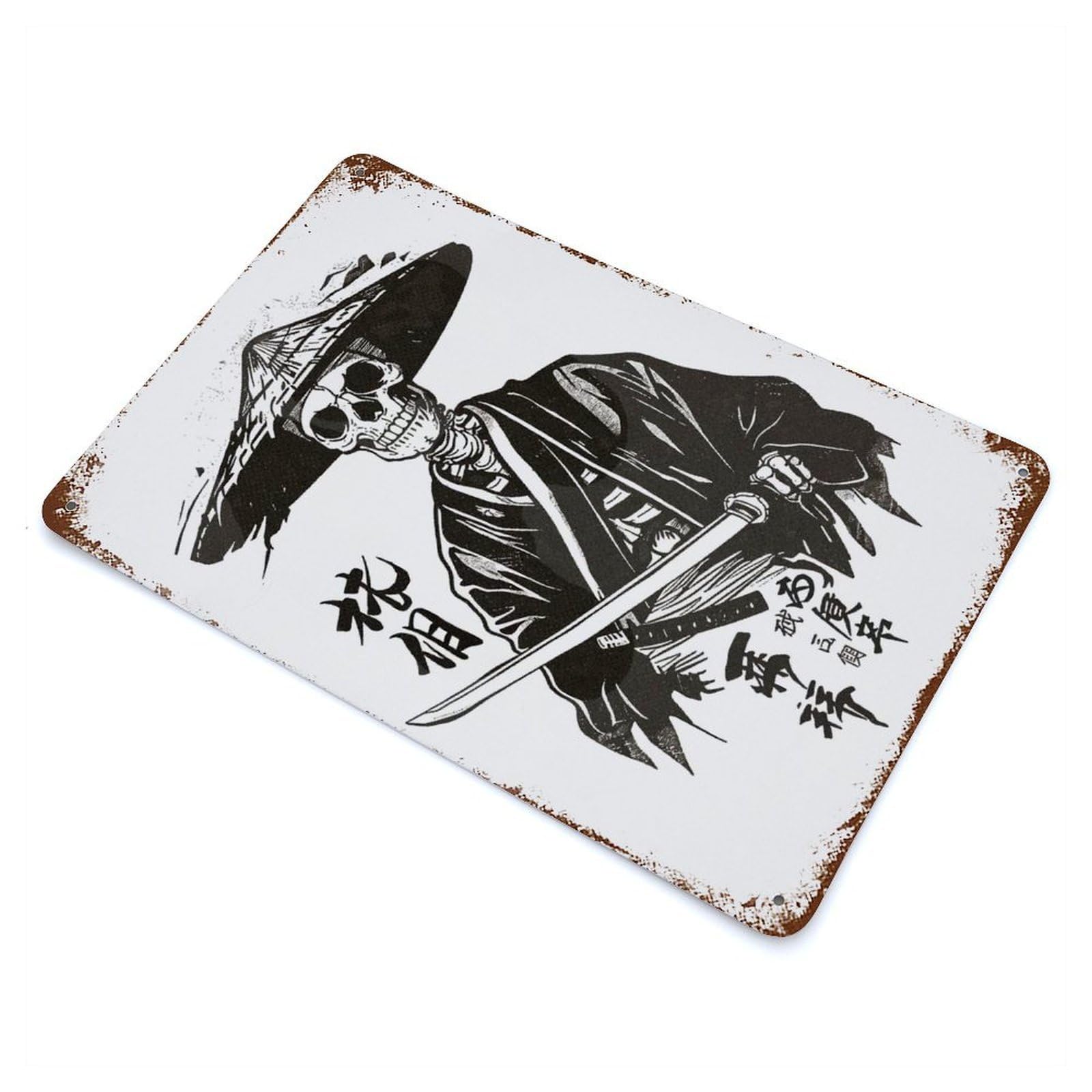 Rust Effect Japanese Skeleton Legend Vintage Rust Metal Sign 11.8"x7.9", Classic Wall Plaque for Shed, Workshop And Garage Wall Decor