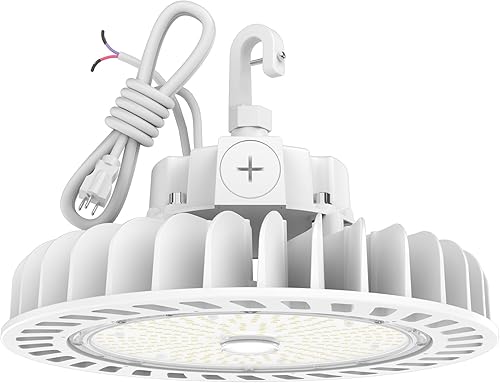 HYPERLITE Luces LED de alta bahía 150 W 21,000 lm (140 lmw) 5000 K CRI80 1-10 V regulable UL listado gancho colgante seguro cable de 5 pies con