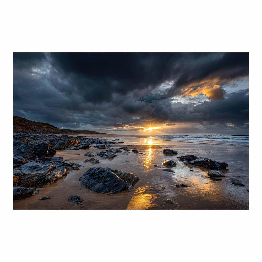 HOQIU Canvas Wall Art Beaches es Sunset Glow canvas art, art print, house decor, bedroom wall decor above bed, prints for living room.(Multicolor)-70x100cm Unframed