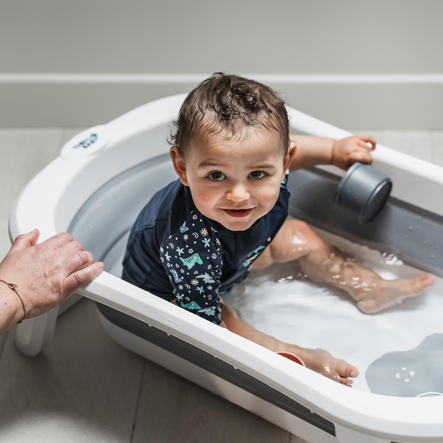 Thermobaby - Bañera plegable para bebé FOLDY: Ultracompacta - Diseño moderno - Almacenamiento práctico - Ocupa poco espacio - Fácil de usar