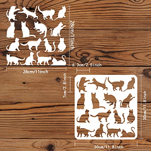 FINGERINSPIRE Cat Drawing Stencil 30x30cm Reusable Cat Painting Template DIY Craft Cute Cats Pattern Stencil Animal Cats Stencils for Painting on Wall Furniture - Image 2