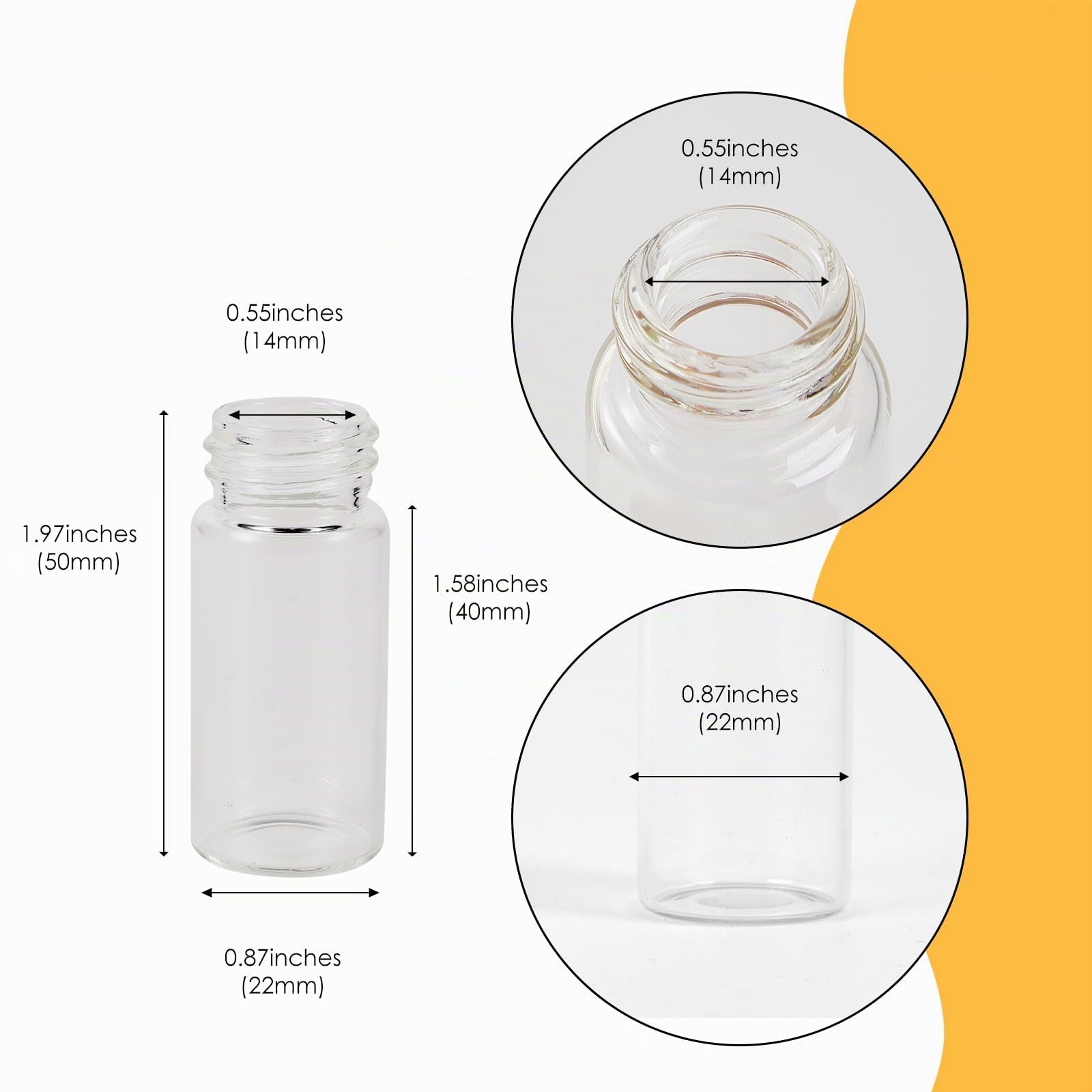 10ml Glass Vials with Screw Caps and Plastic Stoppers, Small Clear Liquid Sample Vial, Leak-Proof Vial, 50PCS