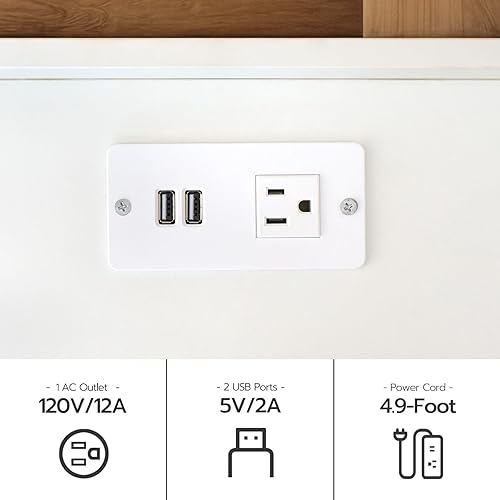 Miniatura 5 de HOOBRO Mesita de noche con estación de carga, moderna mesa auxiliar con 2 cajones, elegante mesa auxiliar para sofá, múltiples puertos de carga,