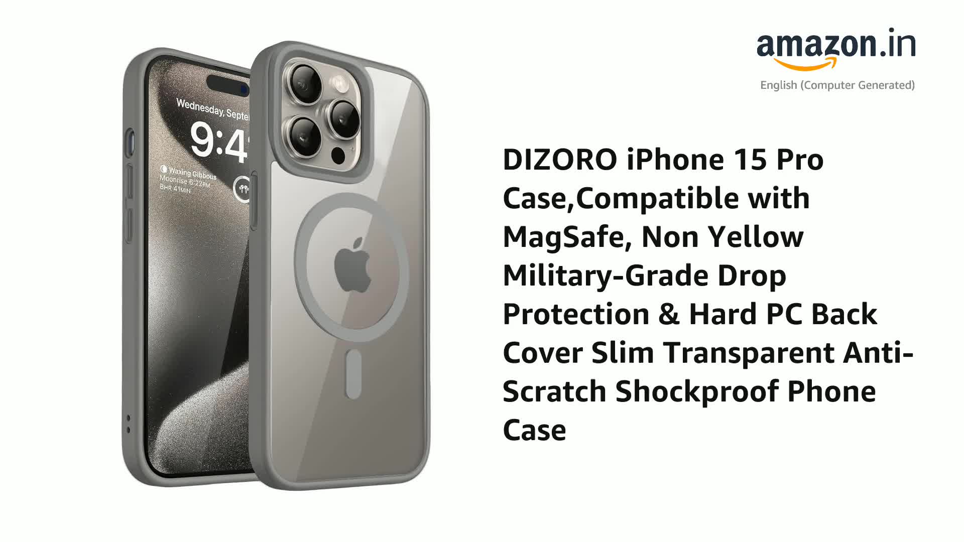 DIZORO Compatible iPhone 15 Pro Case with MagSafe, Non Yellow