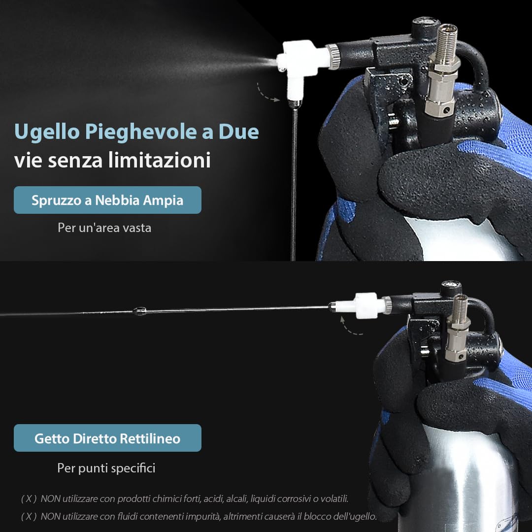 FIRSTINFO A1638 | Bottiglia spray riutilizzabile per pulitore freni 620 ml | Alluminio | Spruzzatore a pressione max 140 psi | Bomboletta aerosol spessa | Ugello two-way