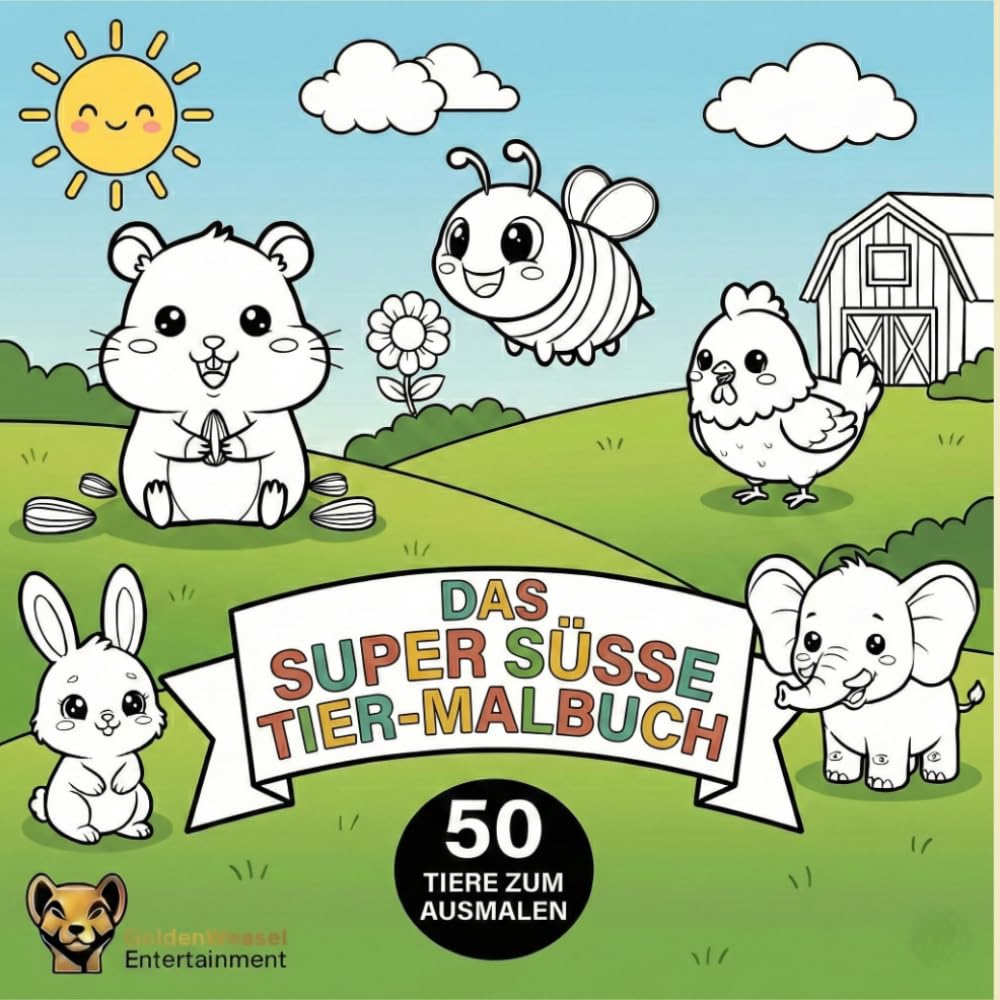 Das super süsse Tier-Malbuch: Malbuch ab 2 Jahren mit 50 einfachen und großen Tiermotiven für Kleinkinder – Erstes Kritzeln und Ausmalen zur Förderung der Feinmotorik