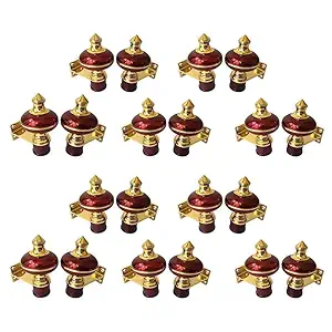 DOORTAIN Zinc Alloy Antique Mandir Wine Gold Finish Curtain Bracket Window Curtains Holder Support for Window & Door Fitting. (1 Inch, Maroon) 10 Set (20 pcs)