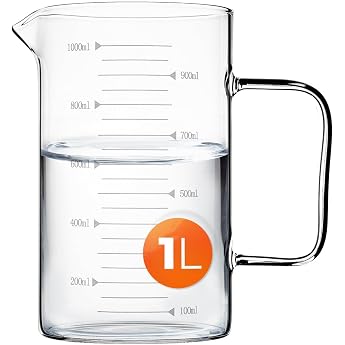 KADAX Measuring Jug 1L Made of Glass, Measuring Cup Made of Heat-resistant Borosilicate Glass, Glass Measuring Cup with Spout