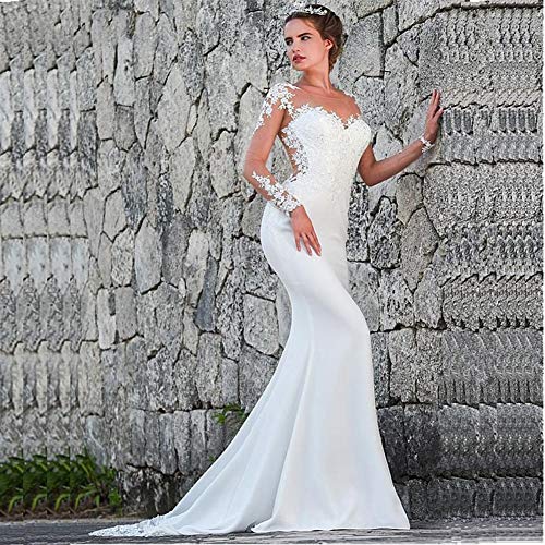 HIN GU - Wedding dress Hochzeitskleid Meerjungfrau Brautkleider Türkei Appliques Spitze Nach Maß Brautkleid Hochzeit Langarm Kleid Cover