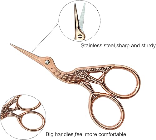 Miniatura 9 de Weabetfu Tijeras de costura pequeñas de 3.6 pulgadas con cubierta de cuero de acero inoxidable, tijeras para manualidades, herramientas de