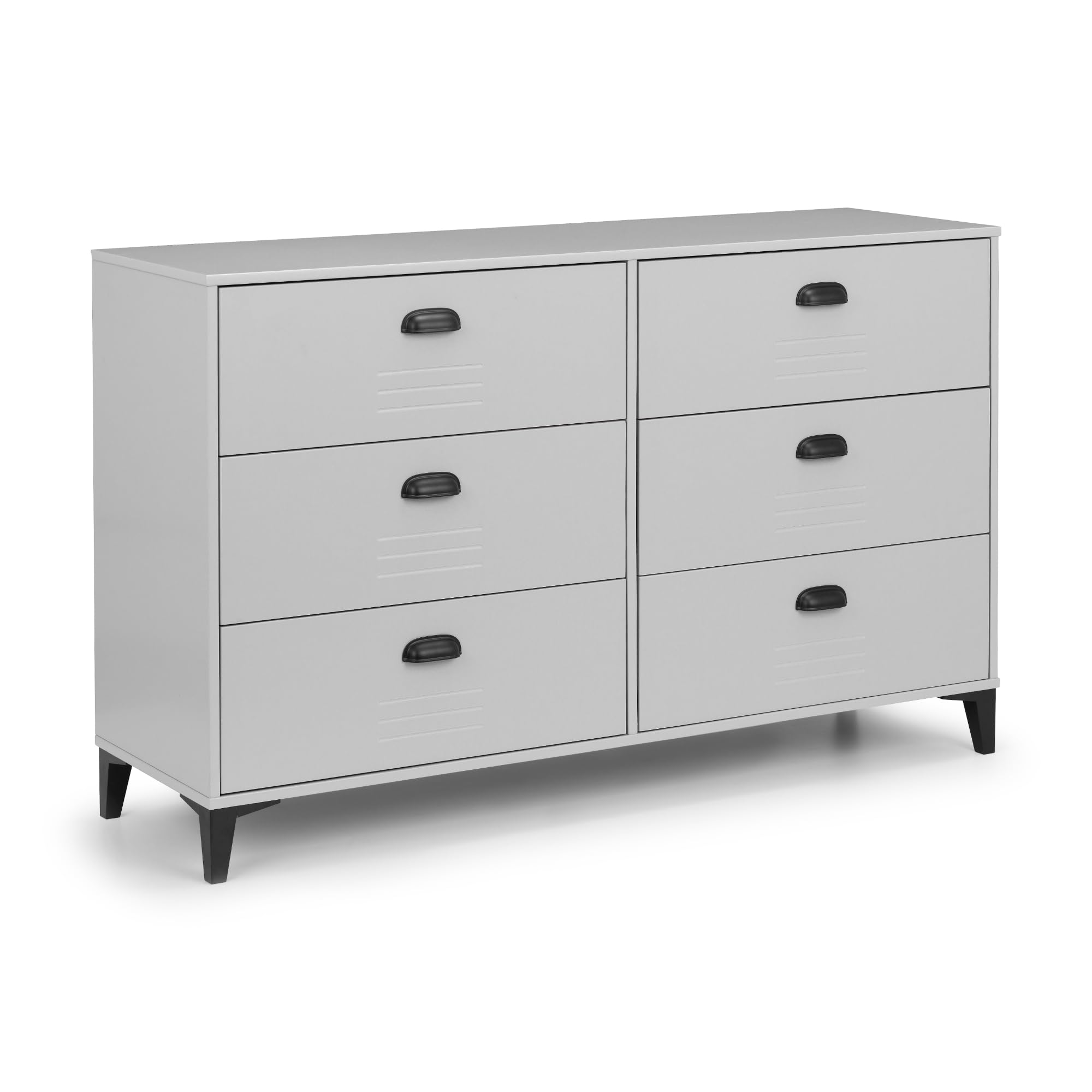 Julian Bowen Lakers Locker Chest of Drawers, 6 Drawer, Grey - H80 x W130cm