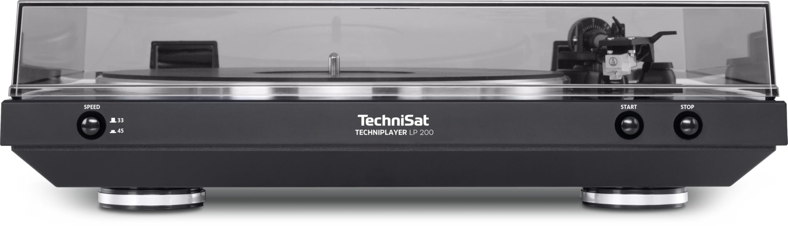 TechniSat TECHNIPLAYER LP 200 – w pełni automatyczny gramofon | Z wyjściem USB i funkcją digitalizacji, prędkość obrotowa: 33/45 obr./min, napęd pasowy z aluminiowym talerzem, czarny