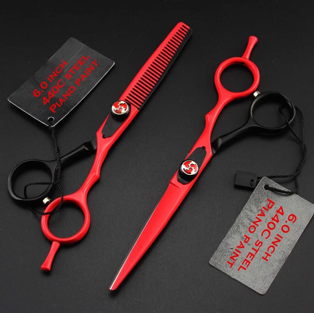 Taglio dei capelli, 440c professionale 6 pollici pianoforte vernice set sfoltire e tagliare forbici capelli barbiere parrucchiere BY