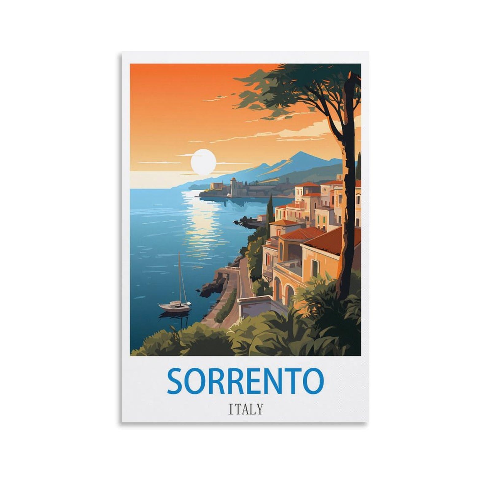 Zhilijing Unframe-Style Sorrento Italy Vintage Travel Posters 12X18inch(30X45cm) Decorative Painting Canvas Wall Posters And Art Picture Print Modern Family Bedroom Decor Posters