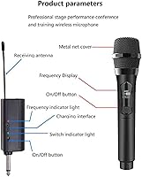 Vista 4 de Micrófono inalámbrico solo para entrada de micrófono, micrófono multiusos recargable UHF, micrófonos (trabajo de 10 horas), rango de 150 pies